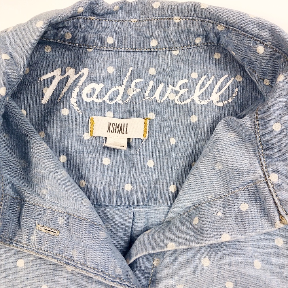 Madewell Dotted Chambray Long Sleeve Shirt Sz XS - Picture 6 of 8